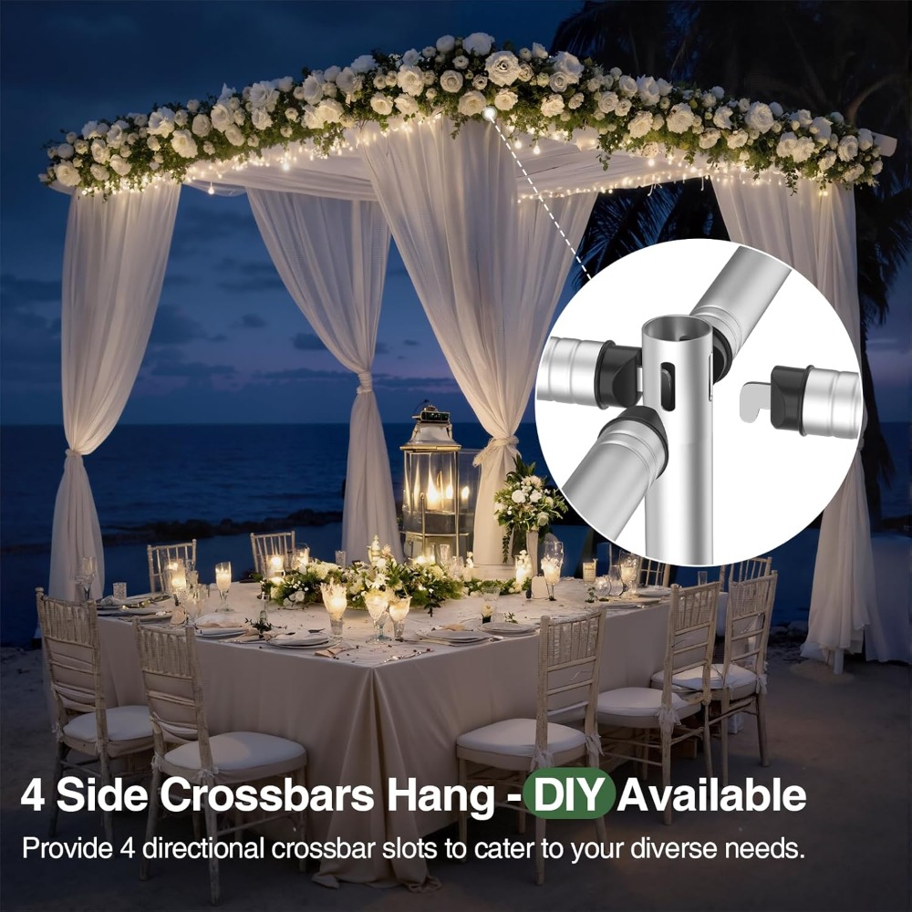 Backdrop Stand Kit - 耐荷重調整可能な金属フレームとベース付き、結婚式パーティー用、米国発送、パイプとドレープの背景スタンドキット、8.9フィート x 10フィート、頑丈