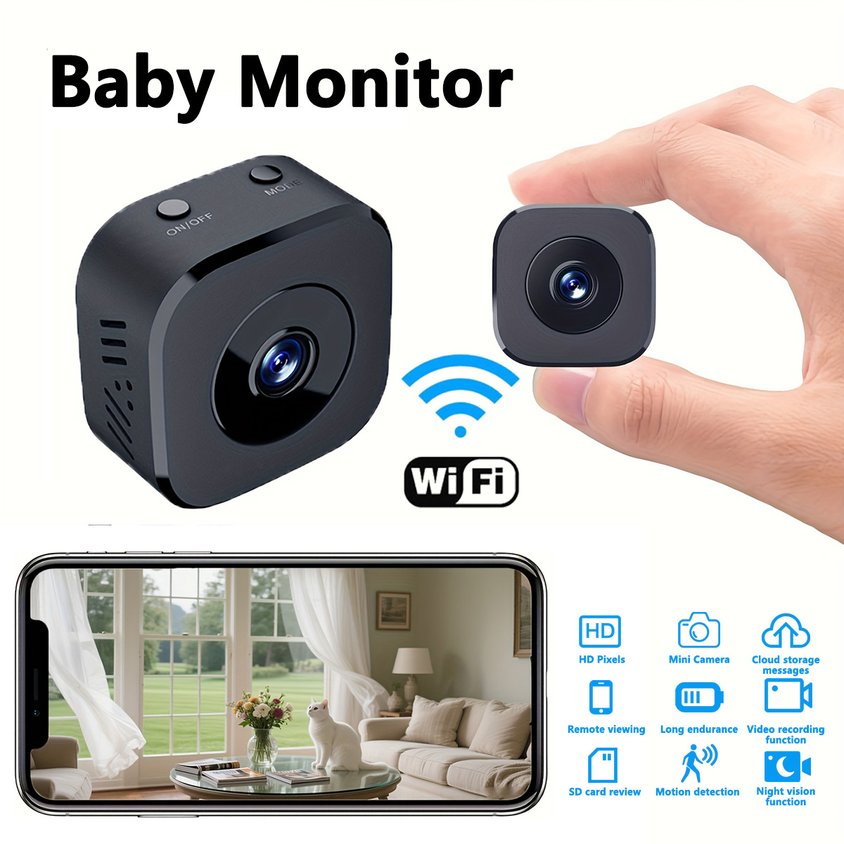 Photography Videography - 1080P HD ミニ WiFi カメラ屋内安全セキュリティ監視ベビーモニターナイトビジョンビデオカメラ IP