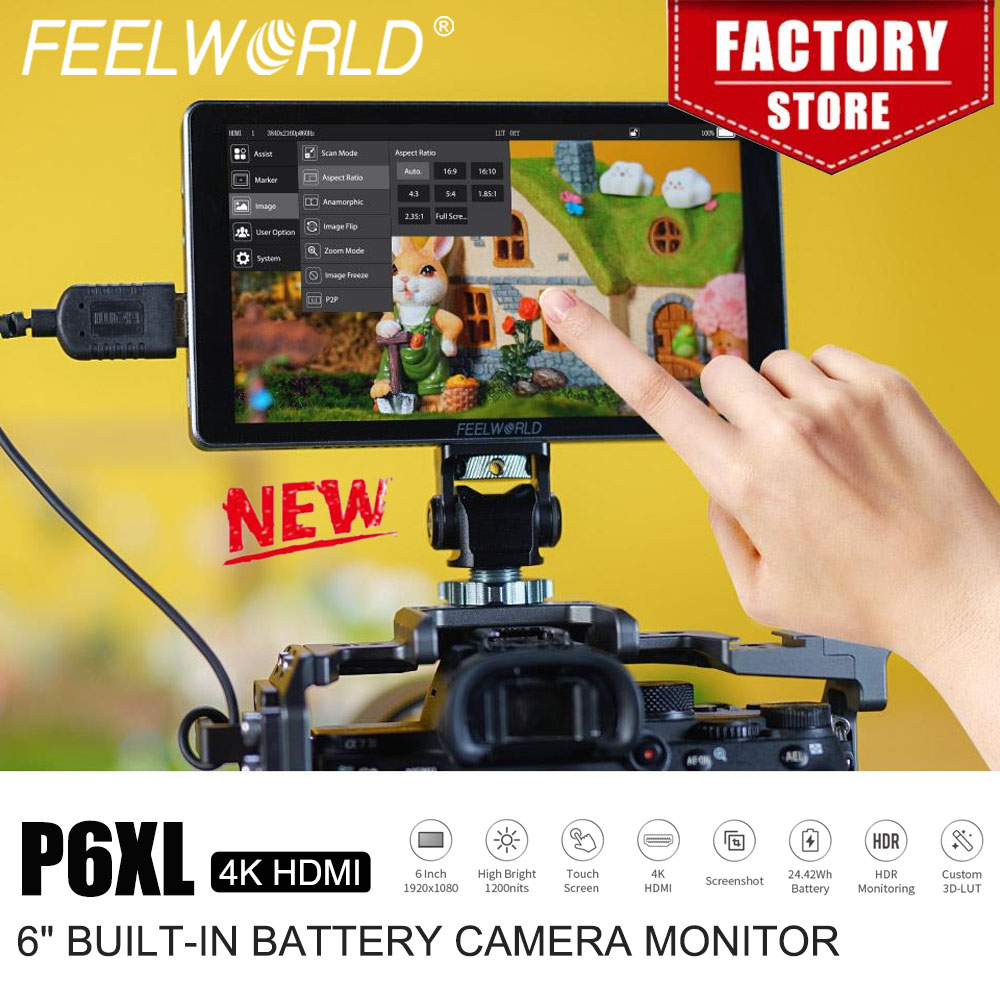 Photography Uk - FEELWORLD P6XL 6インチ撮影用モニター アルミケース内蔵バッテリー 4K HDMI