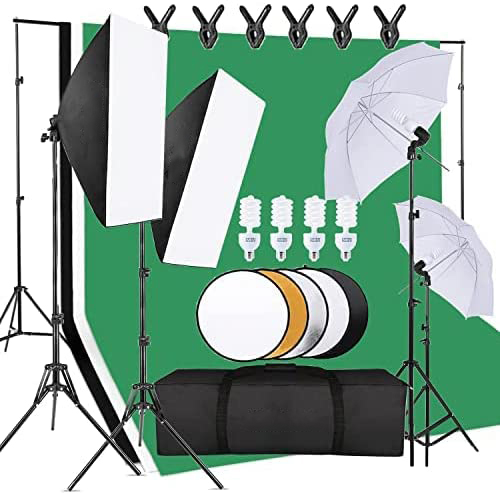 Backdrop Stand Kit - 費用対効果の高い写真スタジオ機材セットには、背景スタンド、リフレクター、写真撮影用照明キット、アンブレラソフトボックスセットが含まれています。