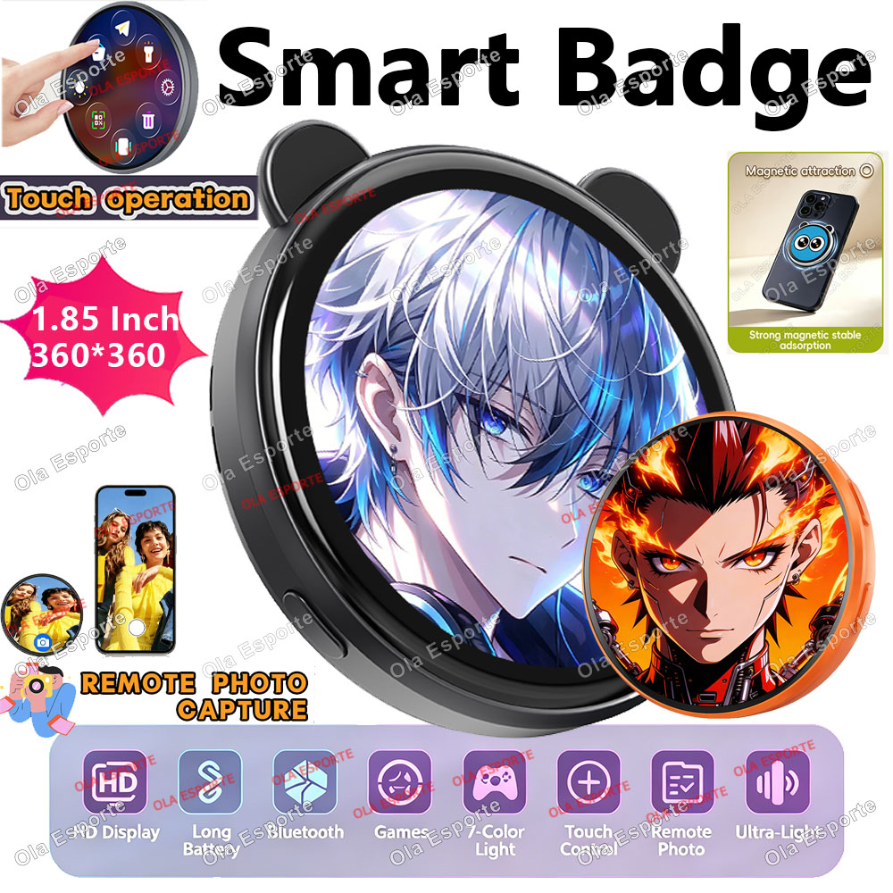Photography Grid - HDスクリーン搭載スマートダイナミックEバッジ、写真、GIF、アニメーション、動画を転送できる電子バッジ、オタクファンへのギフト、スマートバッジ