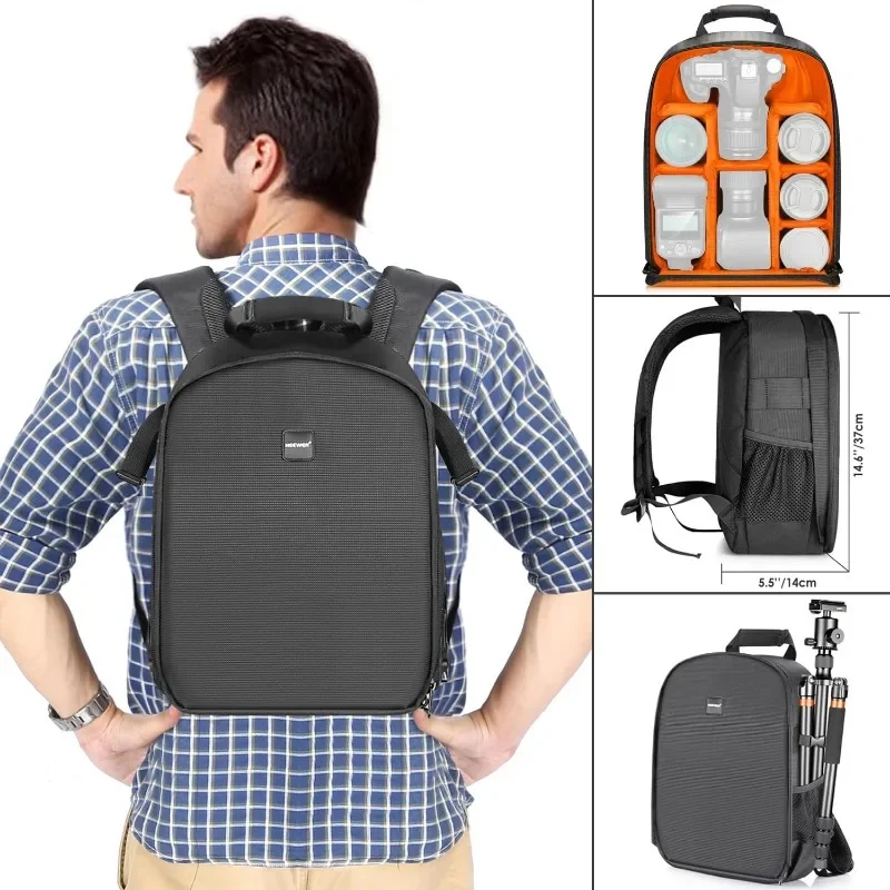 Camera Bag Waterproof - カメラバックパックバッグ、防水耐衝撃仕切り付き、小型カメラインサートケース、一眼レフカメラ用