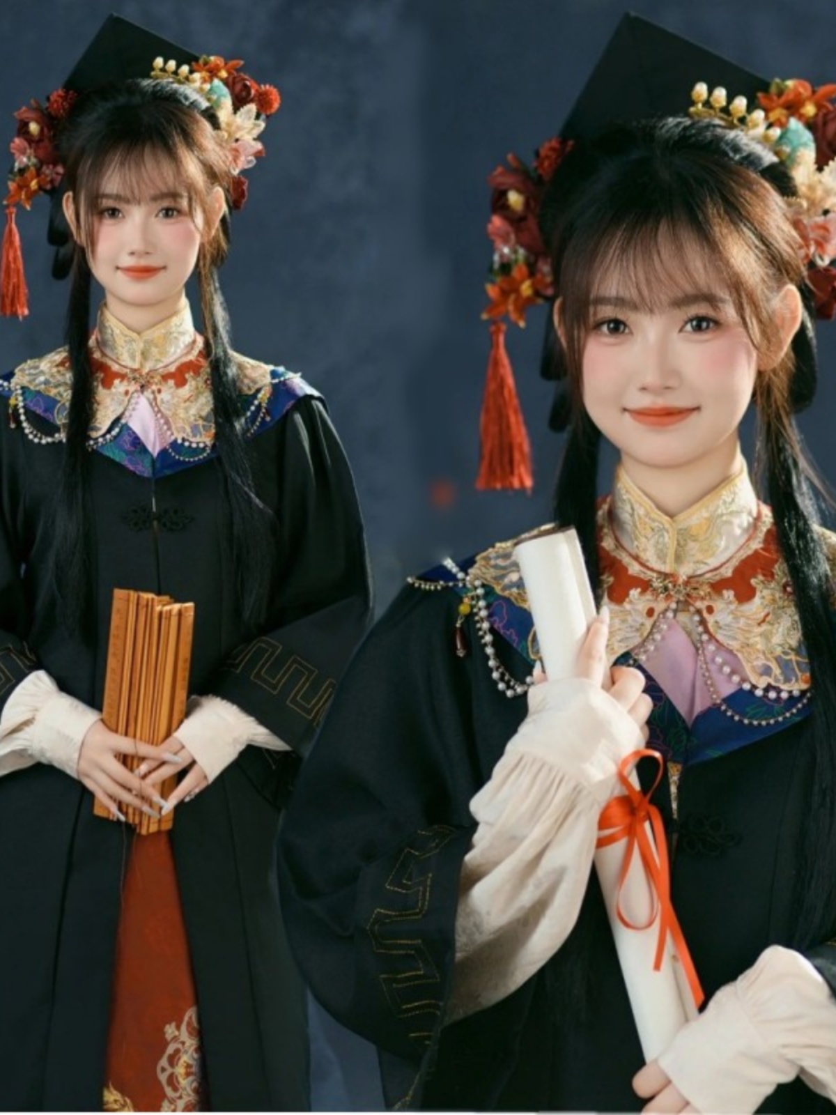 Photography Studio - 新中華風スタジオ写真撮影 明代漢服 女性用卒業式ガウン マフェイススカート付き ナショナルトレンドファッション