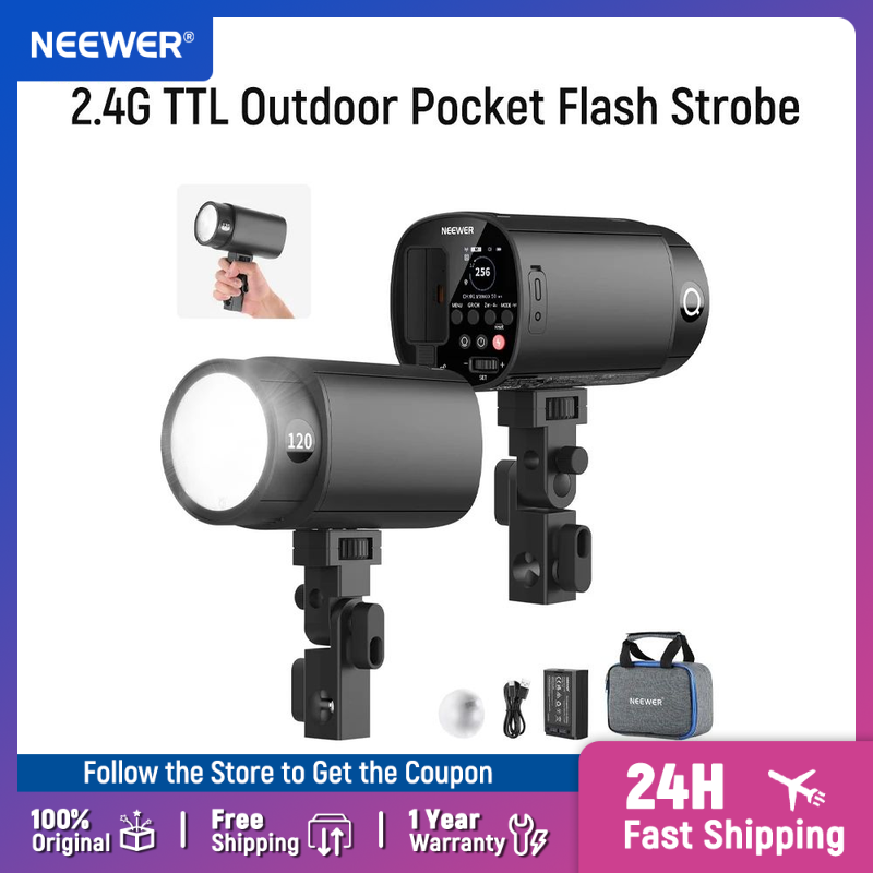 Photography Kit Pro - NEEWER 120Ws 2.4G TTL屋外ストロボフラッシュ、Godox対応、1/8000秒HSSポータブルスタジオモノライト（モデリングライト付き）