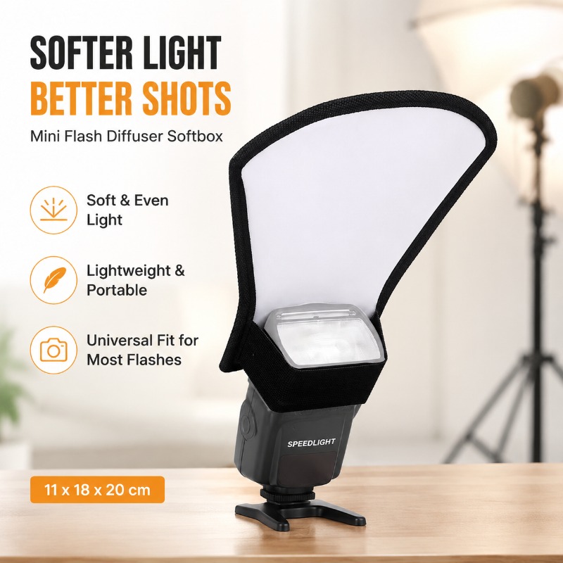 Pop Up Flash Diffuser - DSLRカメラ用反射フラッシュボード ポータブル光反射パネル 無精な光を柔らかくする 柔らかな光を補う 暗い影を補う 折りたたみ式コンパクトデザイン