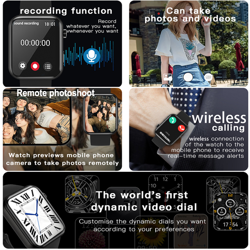新しいカメラスマートウォッチ男性女性写真録画ビデオスポーツフ - Photography Grid のレビューと価格