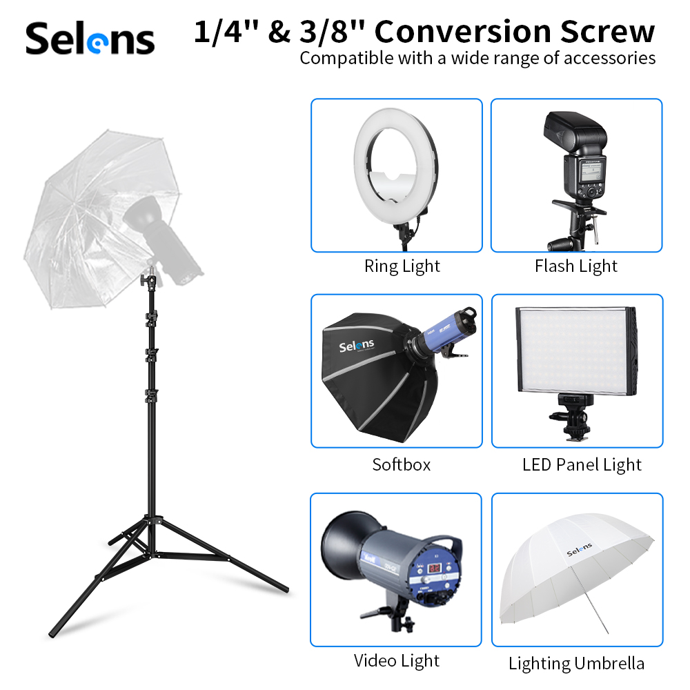 Selens 2.2~3.95m エアクッションライトスタン - Photography Kit Pro のレビューと価格
