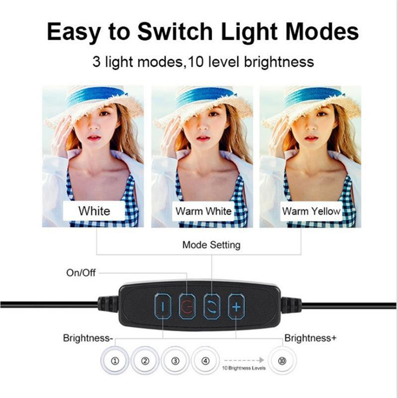 調光可能なLEDリングライト、電話用USB自撮りランプ、ライ - Photography Video のレビューと価格