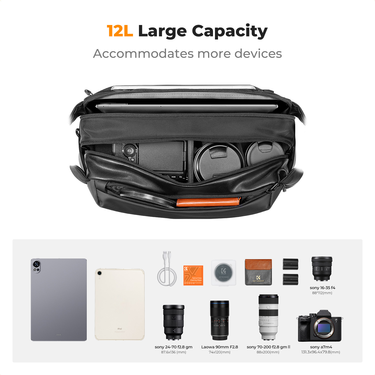 K&F CONCEPT 12L/10L カメラスリングバッグ - Camera Bag Waterproof のレビューと価格