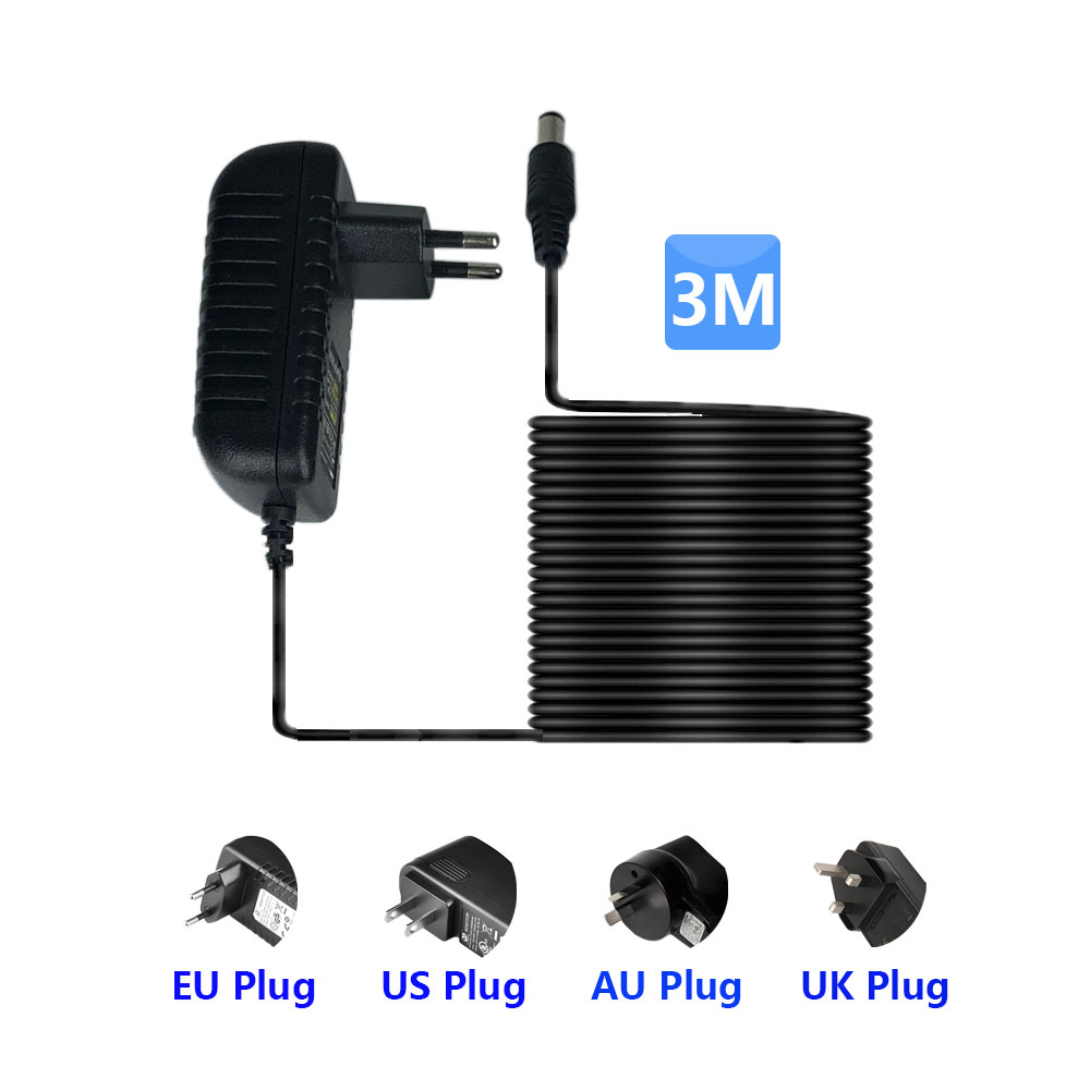 DC 12V 2A 3 メートルの長さの電源アダプタ 2.1 - Photography Uk のレビューと価格