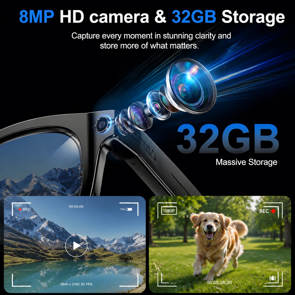 2026年AIスマートグラス、8MPカメラ搭載、Blueto - Photography Videography のレビューと価格