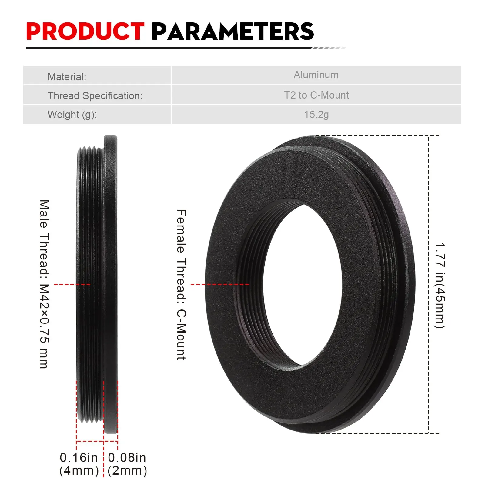 Datyson M42x0.75 オス - C/CS マウン - Lens Adapter Ring のレビューと価格